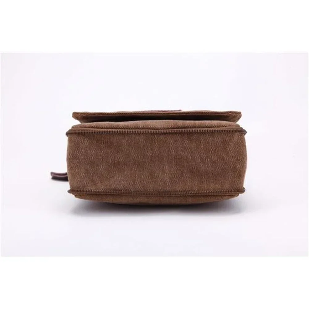 Small Vintage Canvas Leather Messenger Crossbody Bag Pack Organizer